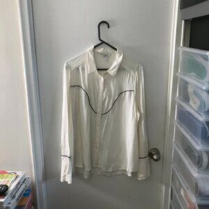 Women's Express Button-down Western-Style Shirt - Off white - Size XL